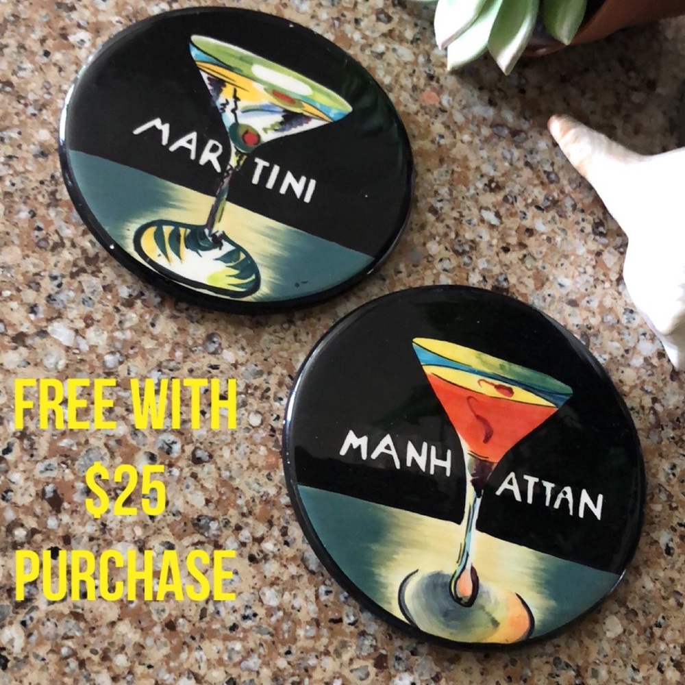 Free with $25 Purchase-Set of 2 Coasters-EUC